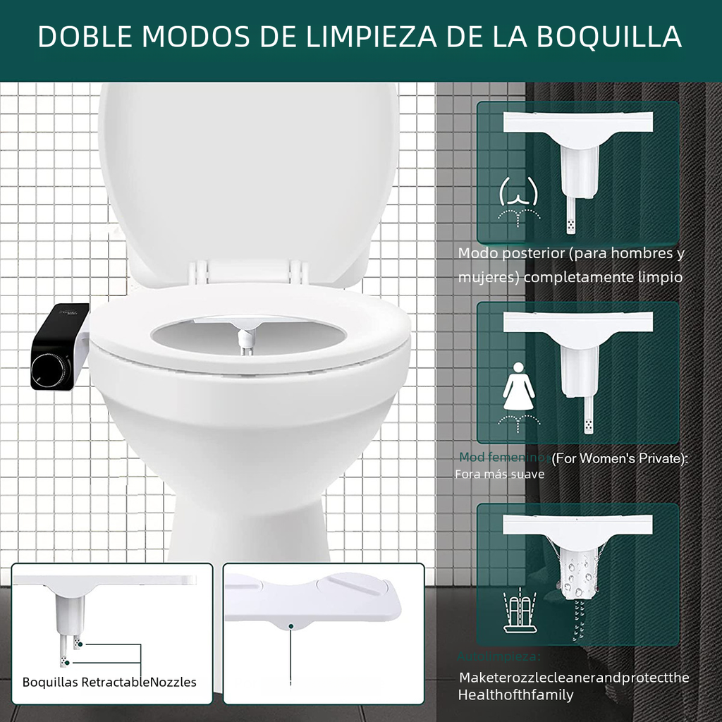 Manual Adjustable Bidet with Dual Spray Function